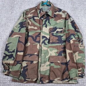 Gibraltar USGI Combat Jacket Mens M Long Woodland Camo BDU 1983 Vintage Military
